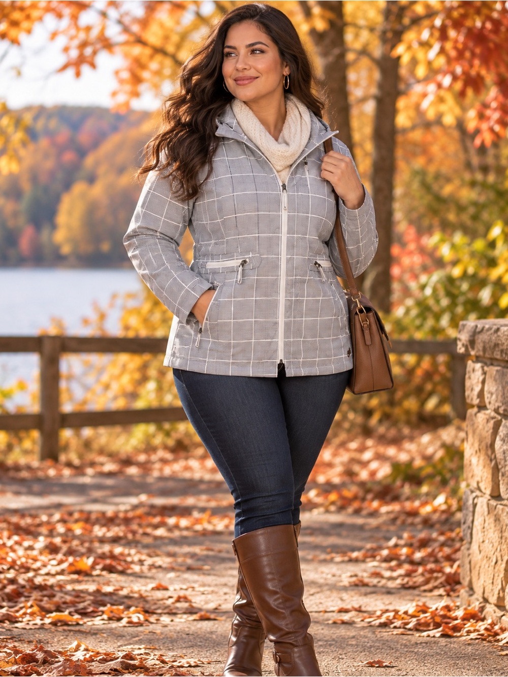 Natural Reflections Plaid Hooded Jacket Size M NWOT Fall Outdoor